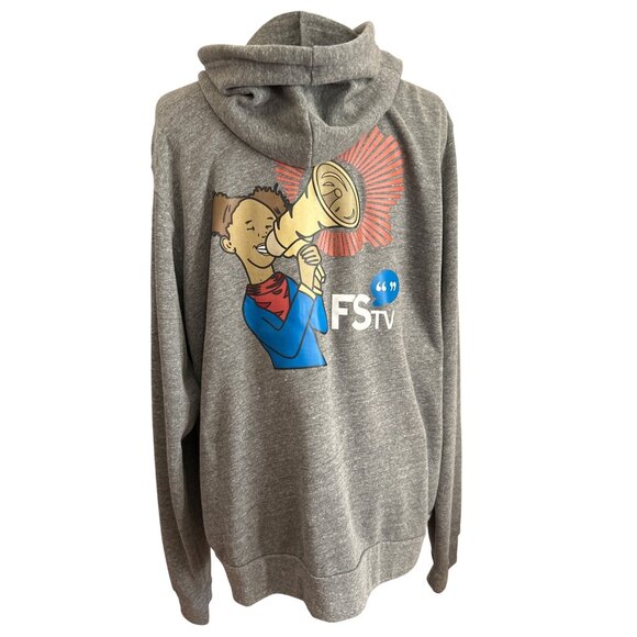 Free Speech TV Gray Graphic Print Zip-Up Hoodie By Bella+Canvas XL - Picture 3 of 8